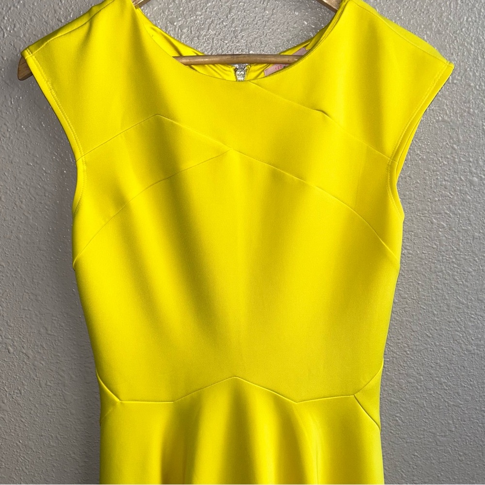 Ted Baker London Sew In Love Yellow Arwyn Panelled Sleeveless Skater‎ Dress - Picture 6 of 13